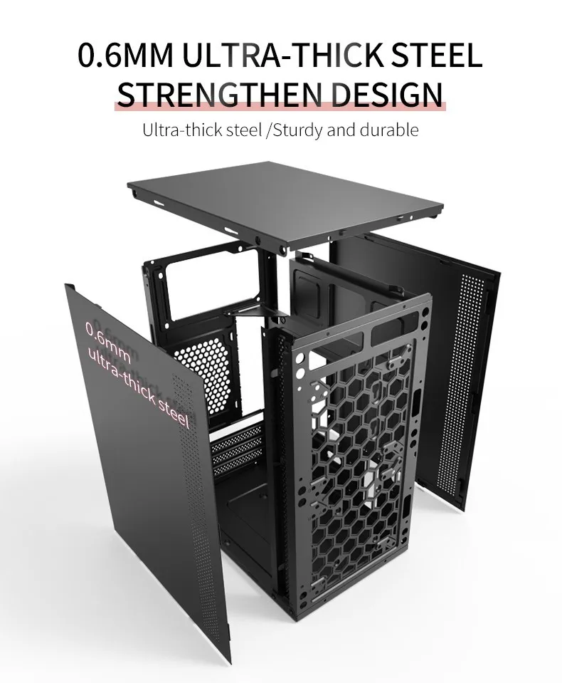 Soeyi Custom Computer PC Case iCUE RGB Mid-Tower Water Cooling Ready White Pink Black Micro ATX PC Case