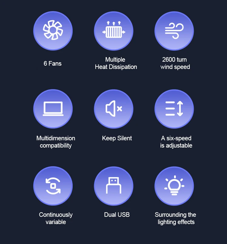 Universal mute fast cooling plastic laptop holder multistage adjustable portable pc bracket with USB ports for gaming