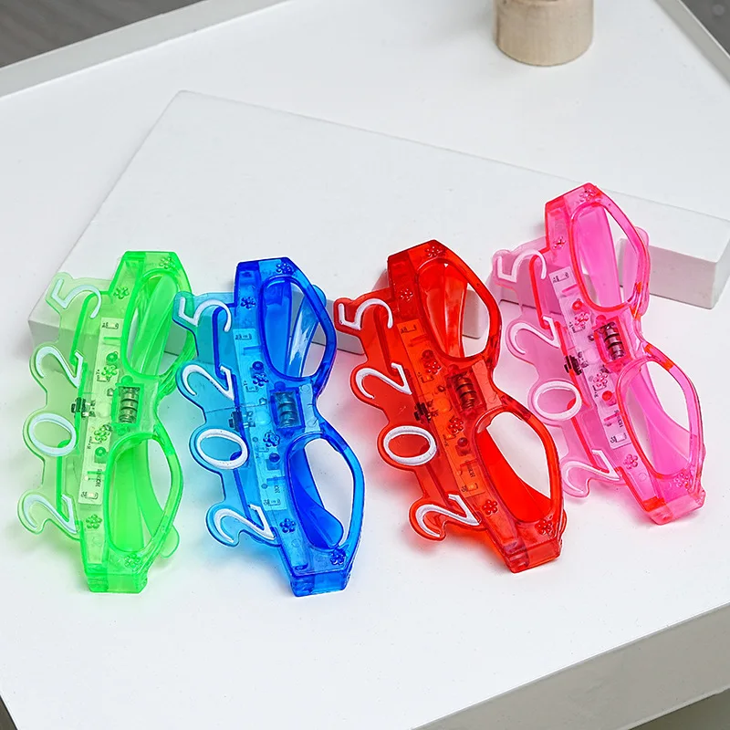 MADESHINE 2025 Luminous Digital New Year Eve Christmas Carnival Party Glowing in The Dark Light Up Flashing Led Glasses