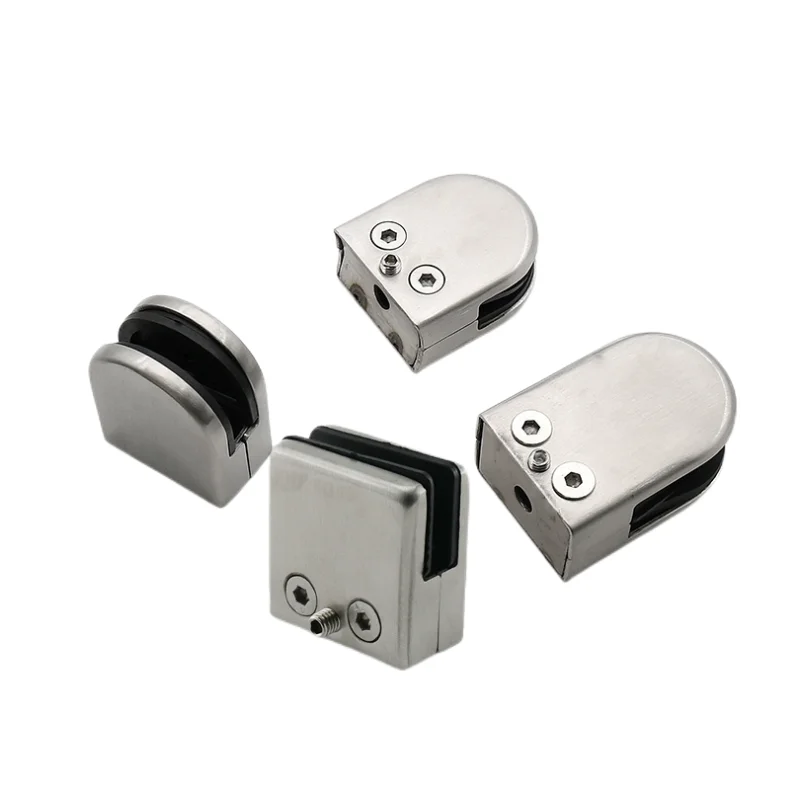Stainless Steel 304/316 Adjustable Glass Clamps Bathroom Shower Door Holder D Type Glass Clamps