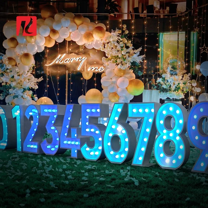 Kexian Custom Marquee Numbers Giant Led Light Up Marquee Letters Decorative Numbers 0-9 LED Bulb Light Number
