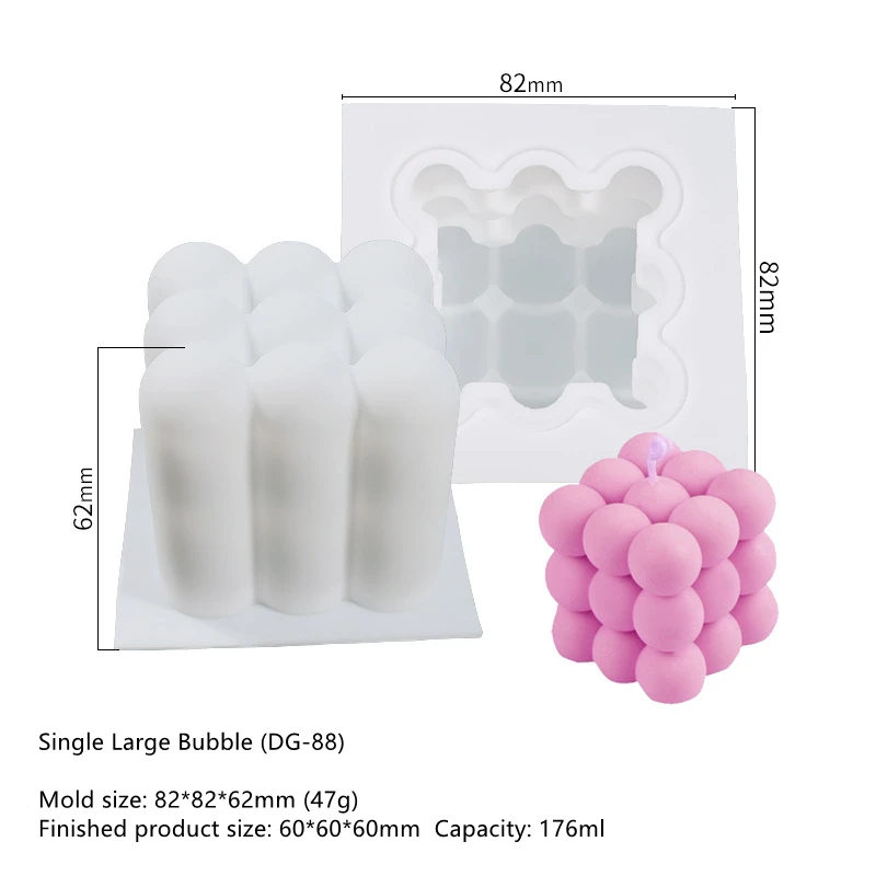 6 Cavity Single 3D Magic Cube Bubble Soap Wax Candle Mould Silicone Mold