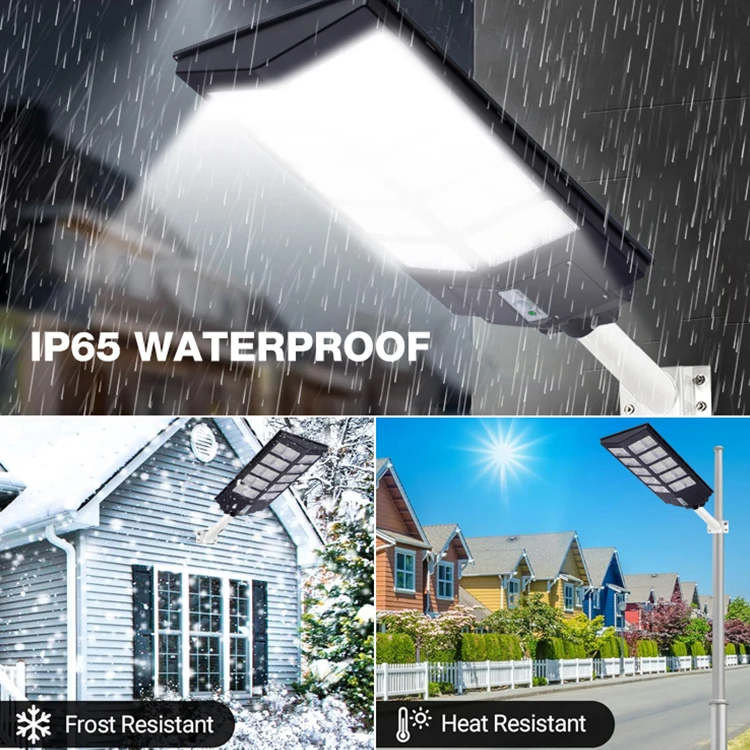 New Outdoor Waterproof Ip65 ABS 300w 600w 800w All in One Radar Sensor Solar Panel Street Light With Remote Control