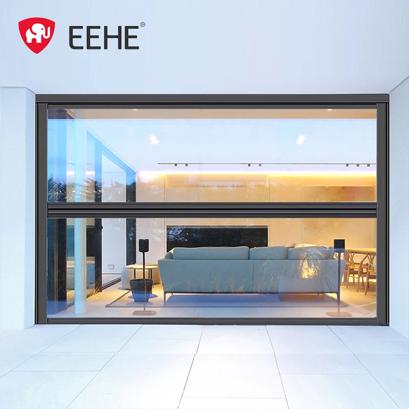 Balcony Oversized View Smart Window Vertical with Screen Aluminum Glass Rain Sensor Lifting Window