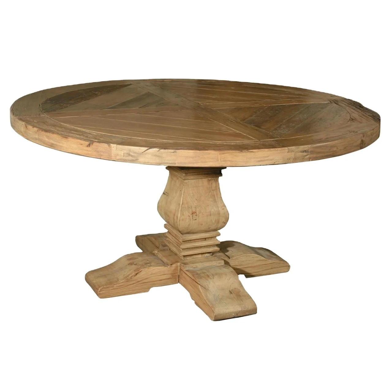 Chinese antique recycle natural elm wood folding rustic round dining table