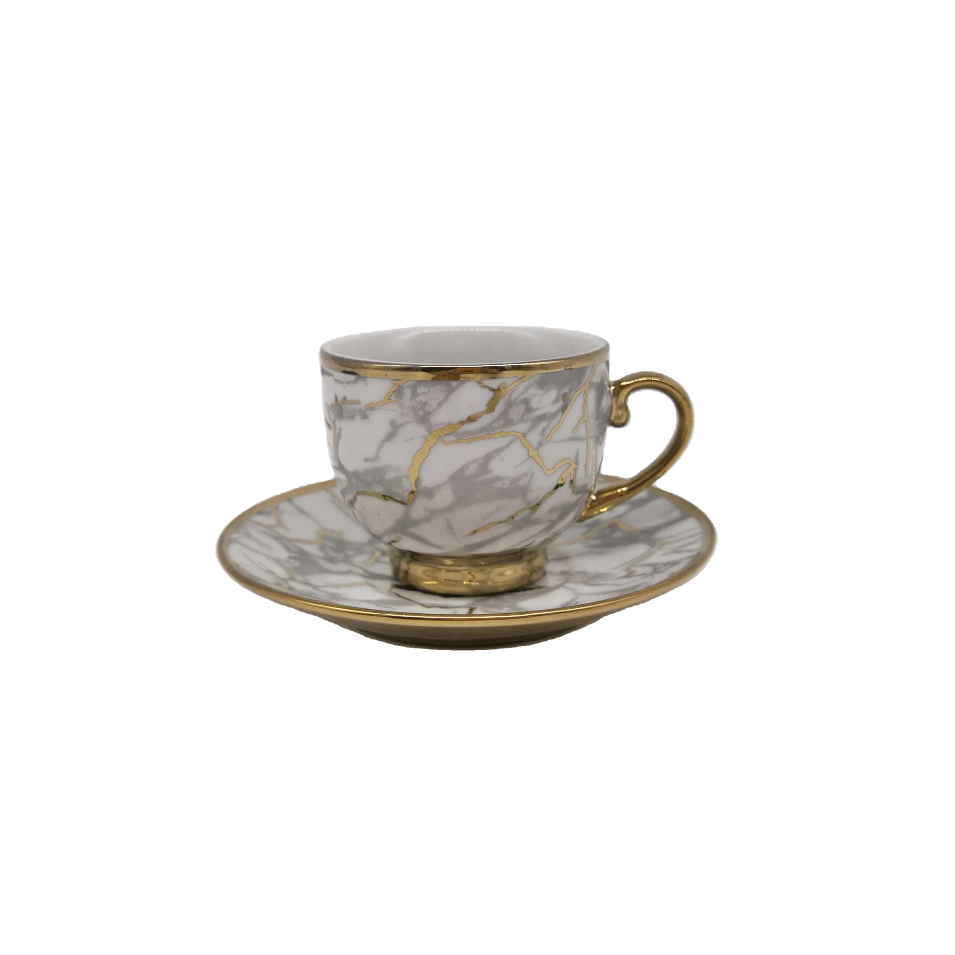 6 шт. фарфоровая позолоченная чашка и блюдце, чайная чашка и блюдце оптом, кофейная чашка и блюдце