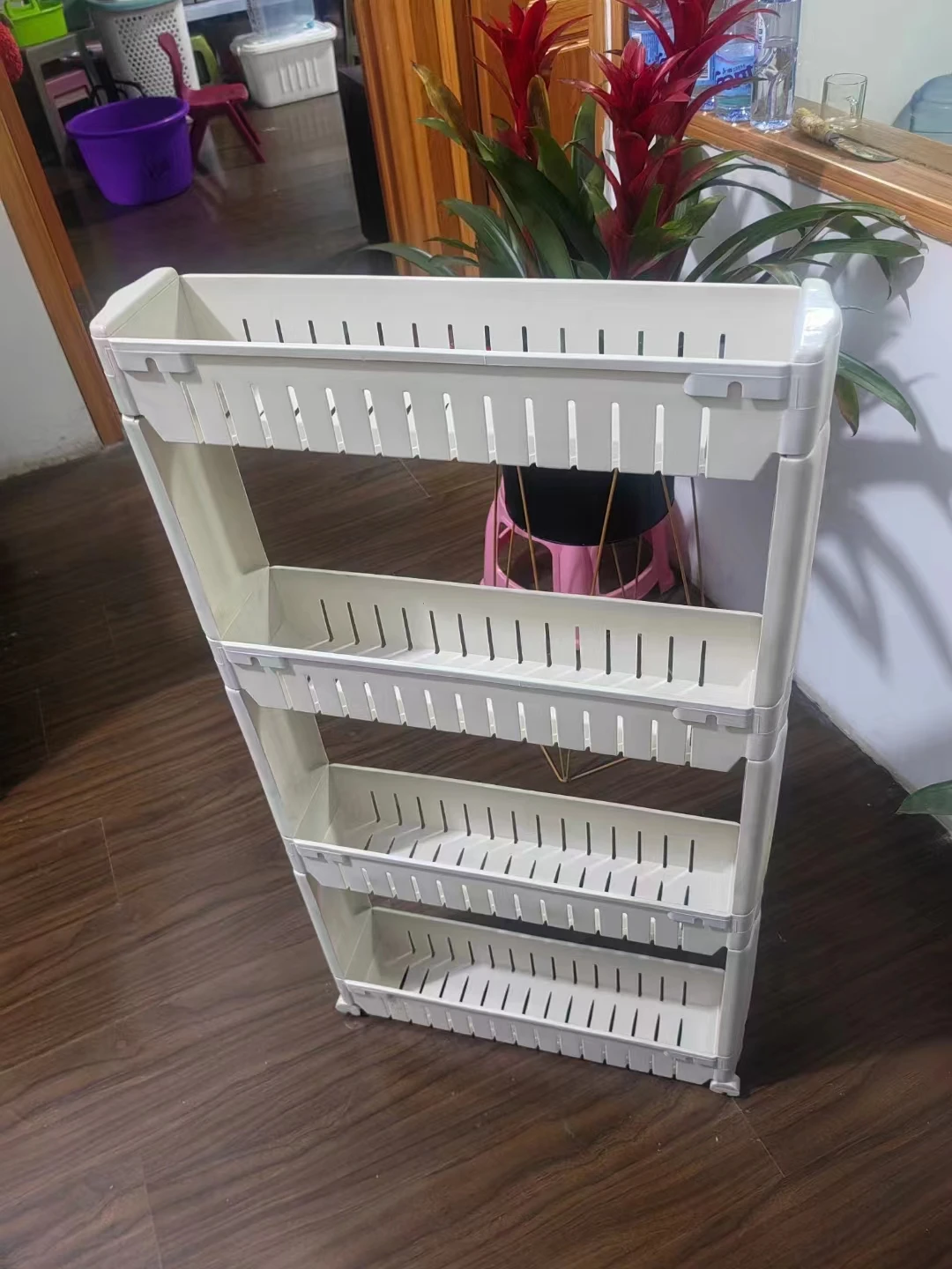 Rectangle Shape 4 Layers Hollowed Narrow Storage Rack Used Mould Second Hand Plastic PP Injection Mold