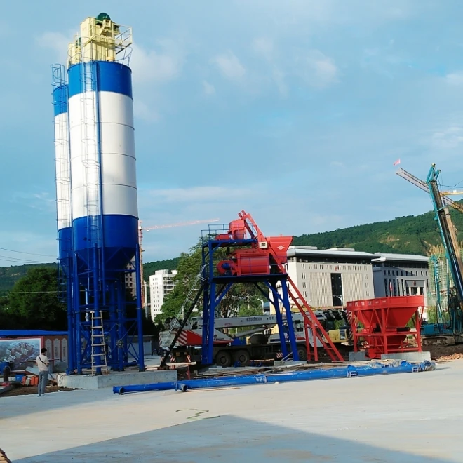 Hot selling Automatic stationary concrete mixing plant 50m3/h ready mix mobile concrete batch plant with PLD batcher