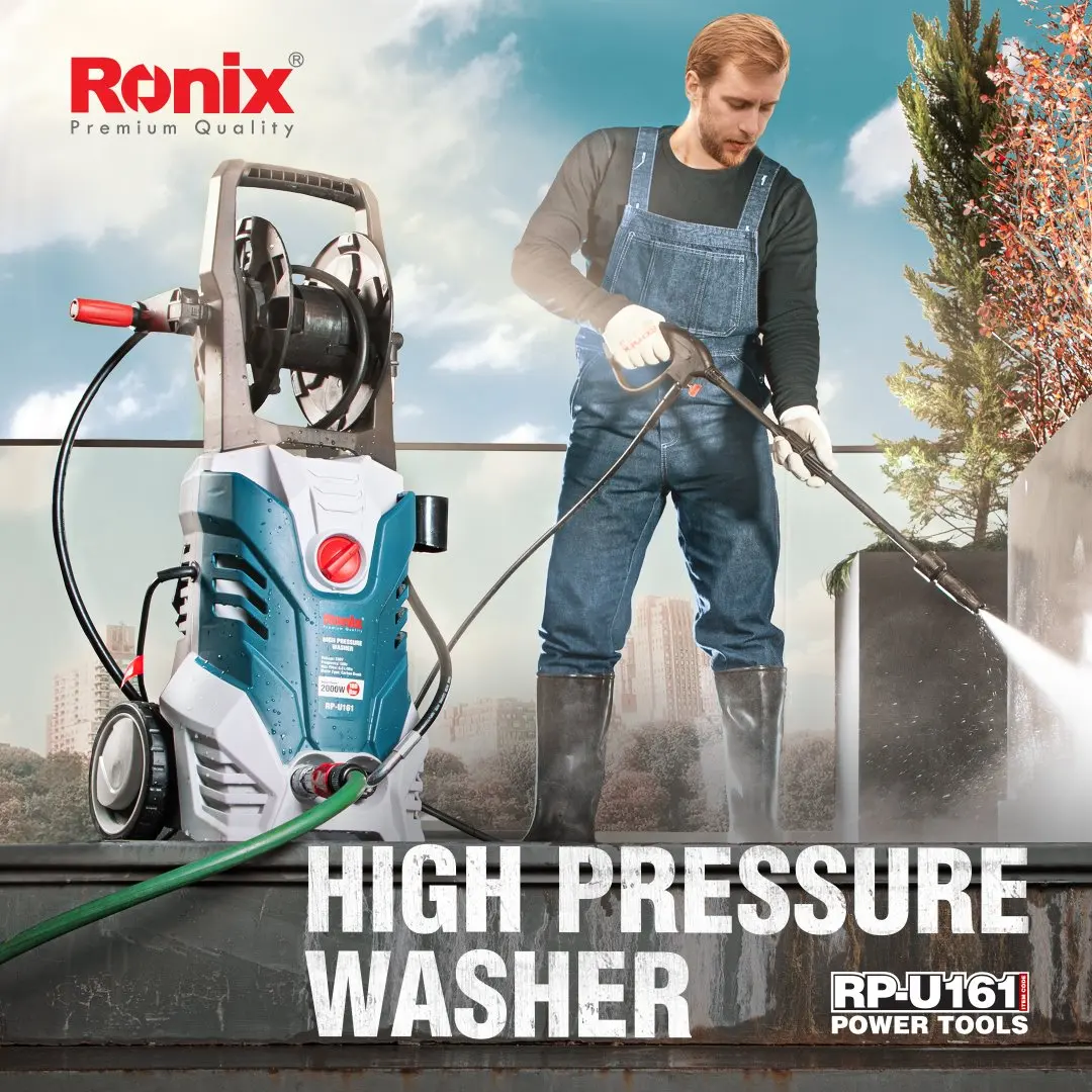 Ronix RP-U161 2000W Portable Automatic Domestic Hose Pipe Water Pressure Car Washer with Foam