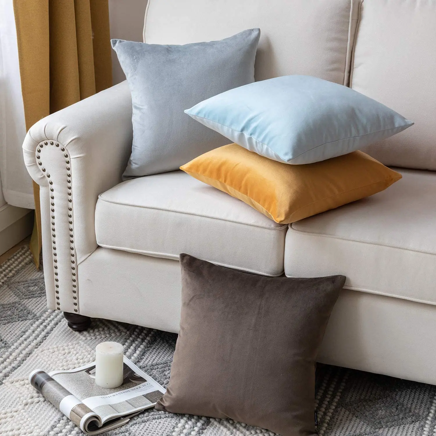 Wholesale Square velvet cushion cover home decor super soft Green velvet pillow case 45X45 50X50 Solid velvet decorative Cushion