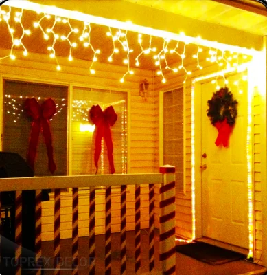 Toprex Decor Waterproof Tree Ornaments LED fairy String icicle outdoor red Christmas lights for Holiday decoration