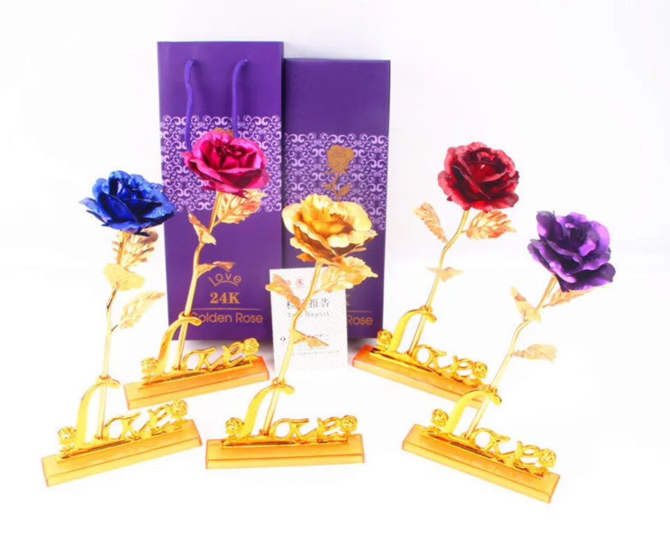 Xingsheng New Arrival Gold Foil Rose Flower Rose Gift Box Valentines Day Gifts Gold Foil Flower