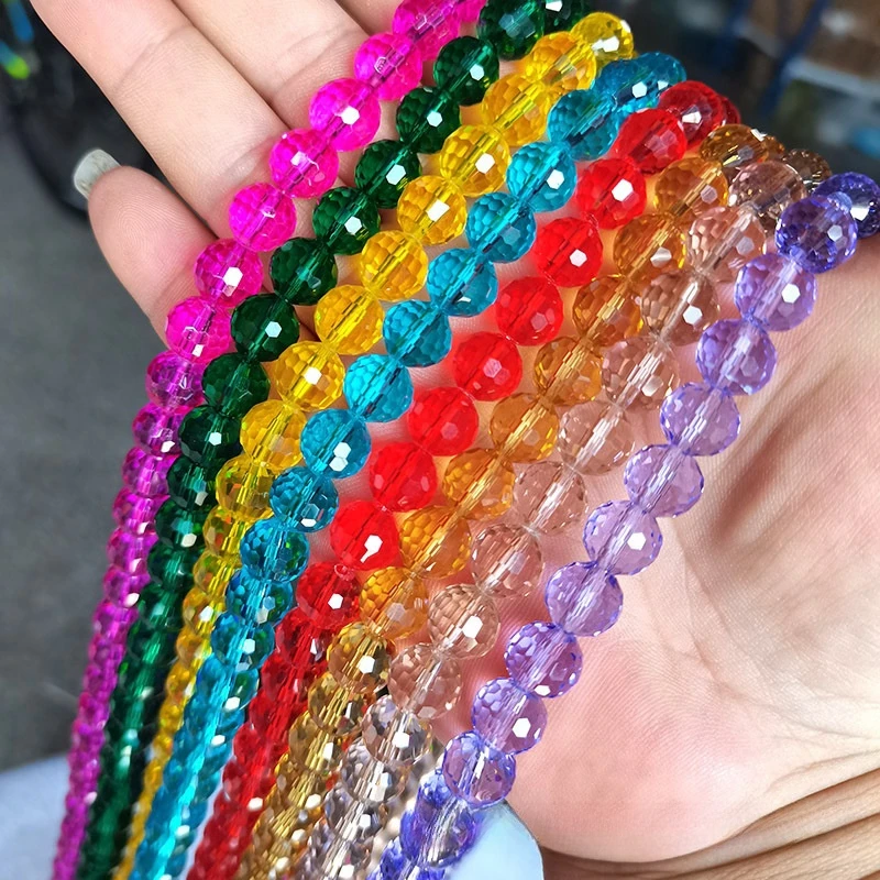 Wholesale 4mm 6mm  8mm 10mm Crystal Glass Round Beads Shiny 96 Facet Earth Beads For Jewelry Makingt