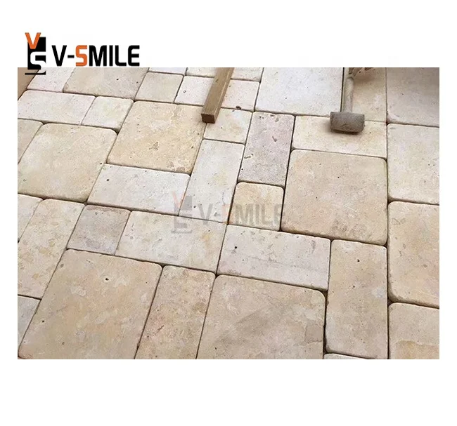Натуральный отточенный бежевый желтый известняк для наружной напольной плитки