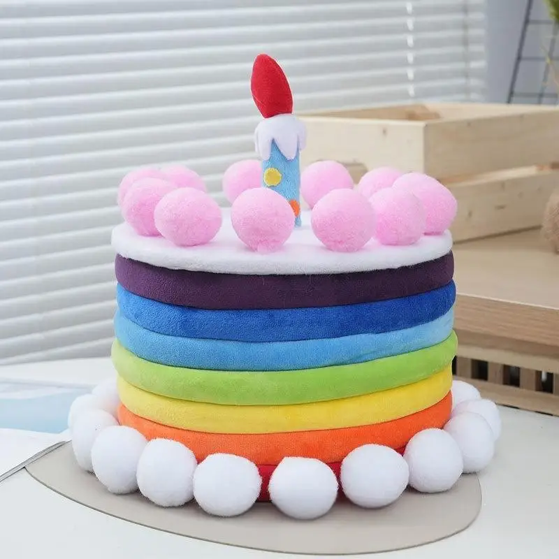 Manufacturers wholesale birthday candle macaron decoration storage basket rainbow plush ball with cover snack storage box