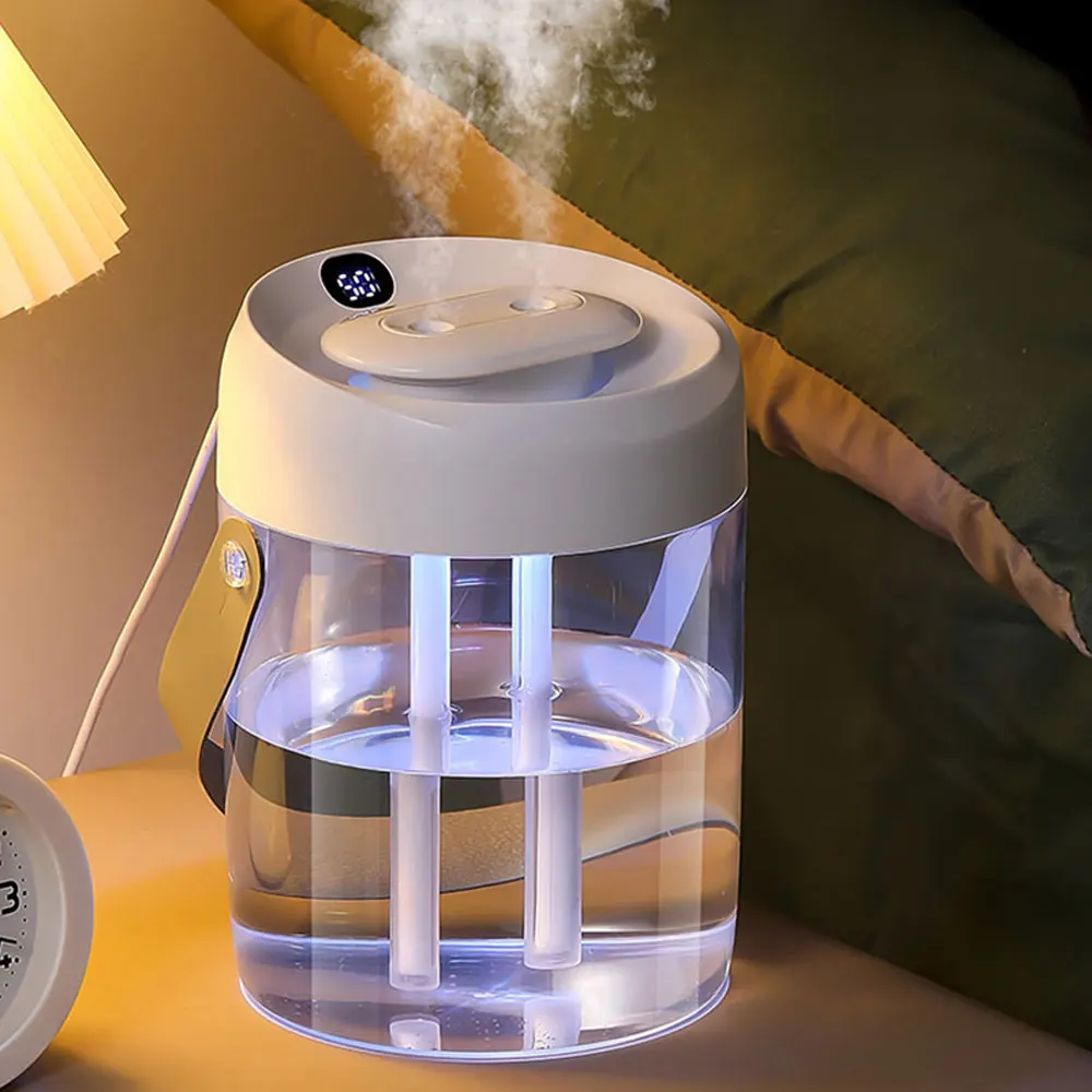 New Design 2L Lar Capacity USB Humidifier H2O Spray Cool Mist Maker Home Room LED Light Ultrasonic Desktop Air Humidifier