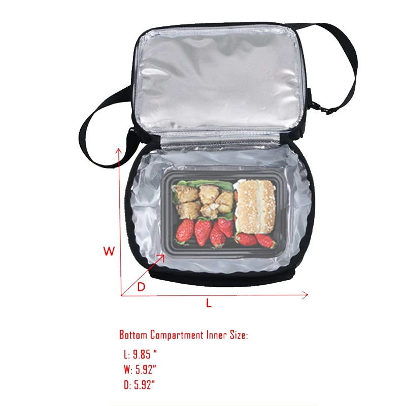 polyester leakproof insulated tote lunch cooler box dual compartment cooling thermal bags for food