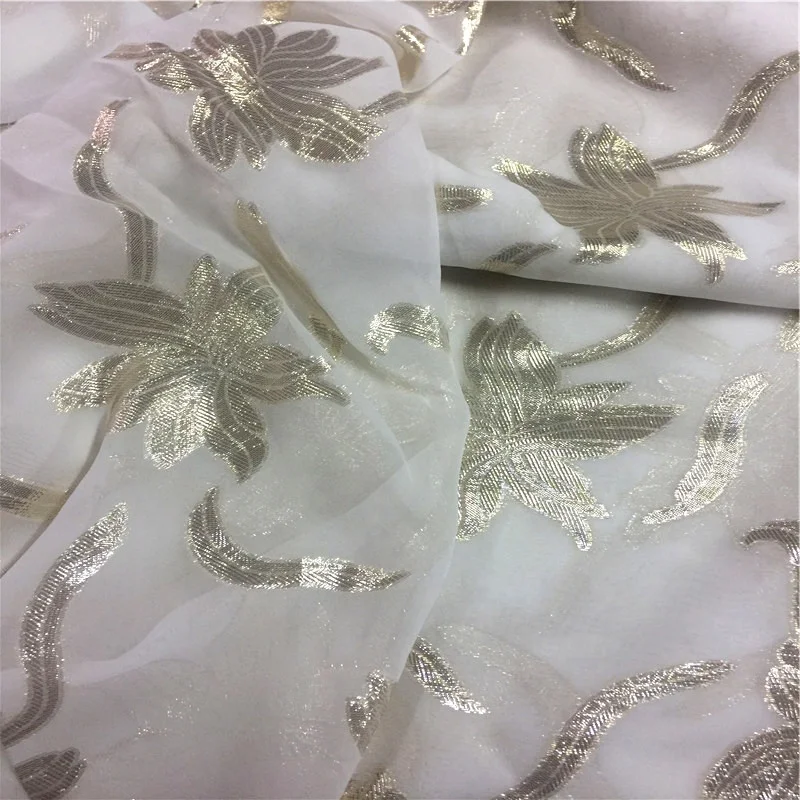 silk metallic blended jacquard  georgette fabric