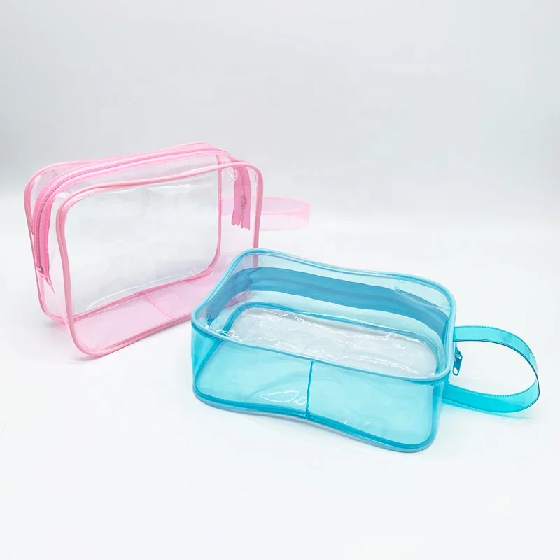 Wholesale Women Waterproof Washing And Storage Pink PVC Clutch Cosmetic Travel Makeup Zipper Bag