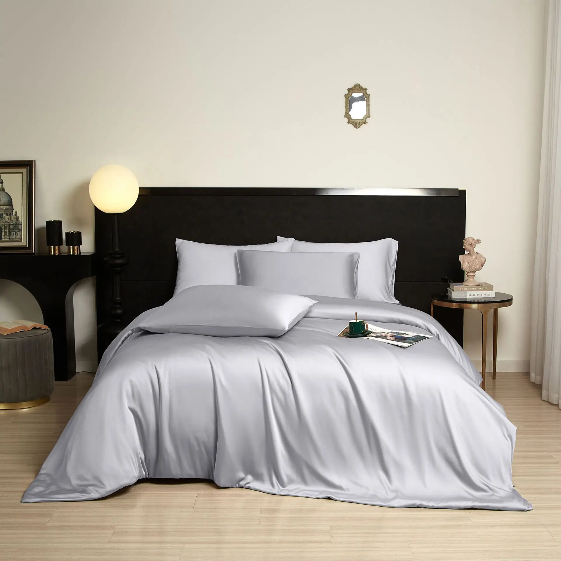 100% bamboo satin weave bedding set 	bamboo sheet duvet cover bamboo bed sheet set
