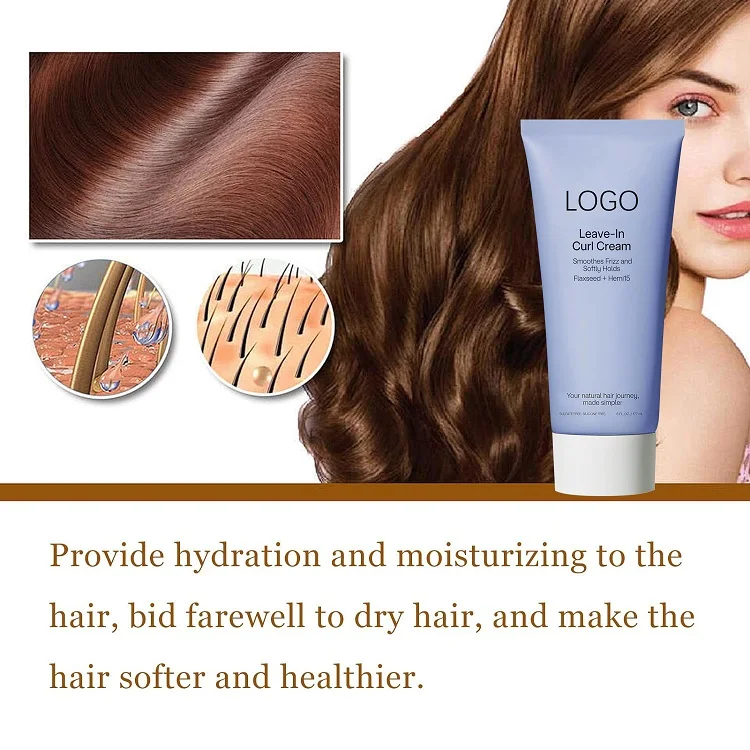 Private Label Organic Anti Frizz Smoothing Hair Styling Curling Cream Leave-In Bouncy Curls Defining Cream
