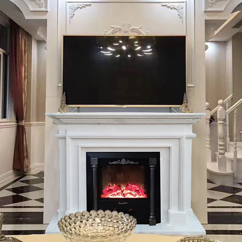 Artificial Stone Modern Fireplace Marble Fireplace Mantels Surround Decorative Electric Fireplace Indoor Freestanding Polished