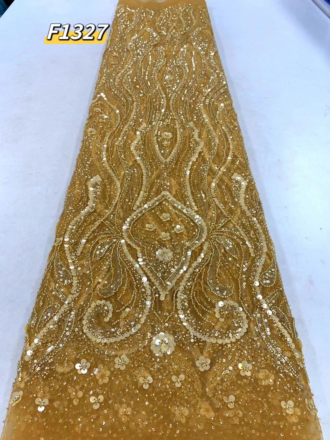 Luxury green Indian George Glitter Fabric For Wedding high quality handmade french tulle Gowns Shiny Glitter Net beading bridal