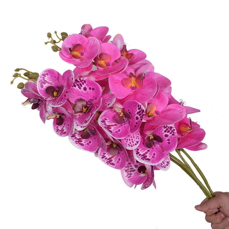 Decorative Flowers High Simulation 9 Heads Phalaenopsis Orchid Artificial Wedding Single Stem Real Touch Latex Butterfly