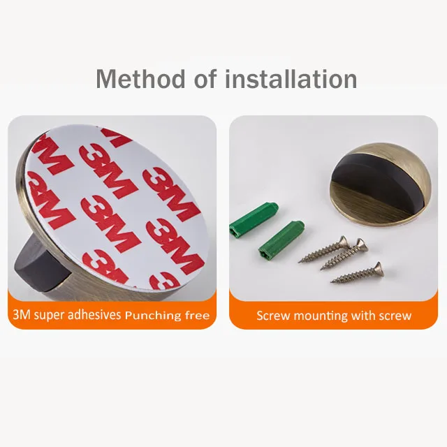Draft Dust Under Rubber Heavy Duty Security Rubber Floor Mounted Outdoor Stop Stainless Steel Half Moon Modern Door Stopper