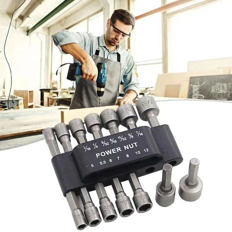 5-13mm Hexagon Nut Driver Drill Bit Socket Screwdriver Wrench Set high quality carbon steel wrench socket bit