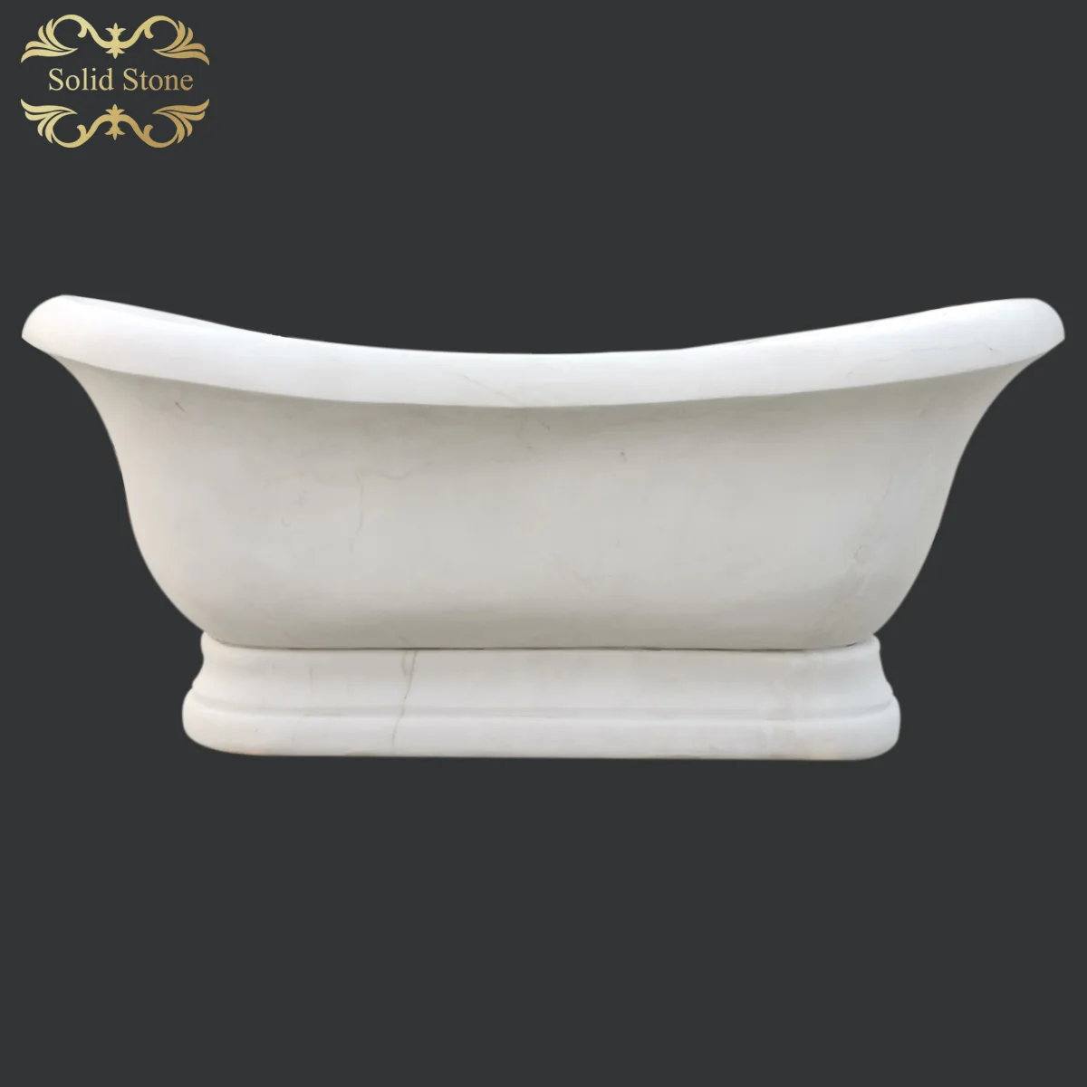 Classic design lion head decorative natural beige stone bathtub