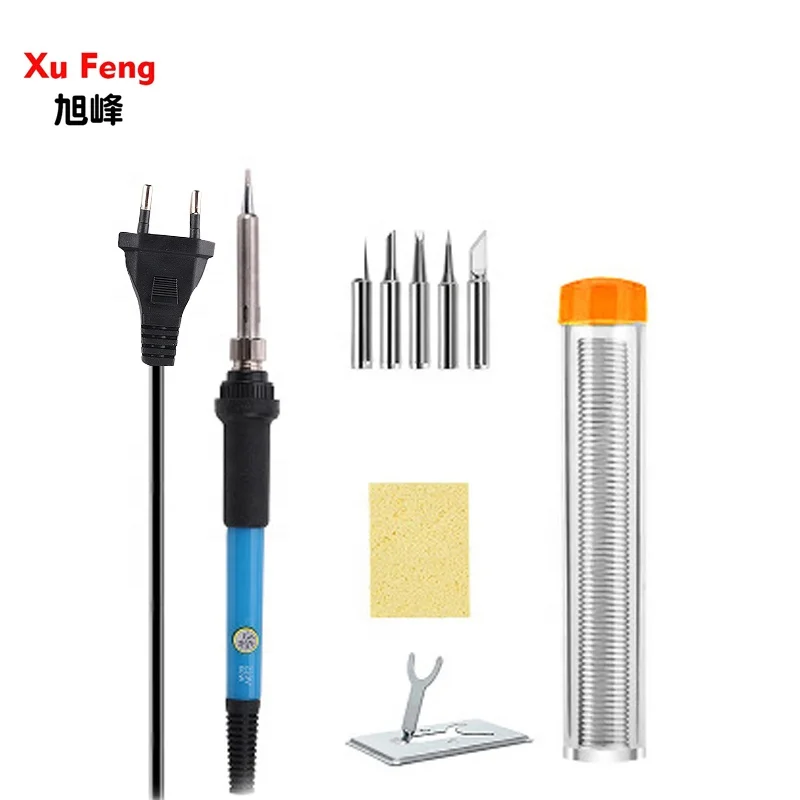 
US EU UK Plug 60W Adjustable Temperature Tools Kits Sets With Tin Wire Tips Electric Soldering Iron 