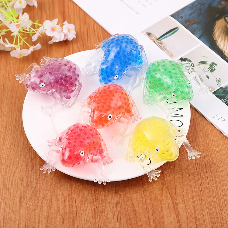Crystal Frog Sensory Stress Balls Anti Fidget TPR Stress Ball Water Beads Amphibians Soft Squeeze Release Stress Toys OEM ODM