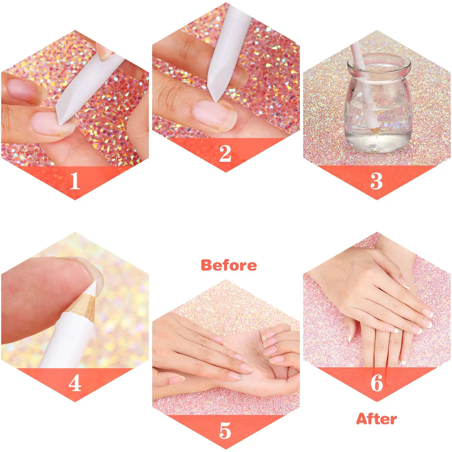 2021 3 Pieces White Nail Pencil 2-in-1 Nail Whitening Pencils Nail Art Pencils with Cuticle Pusher