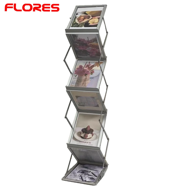 Portable Zed Up Magazine Holder Floor Stand Metal Brochure Display stand