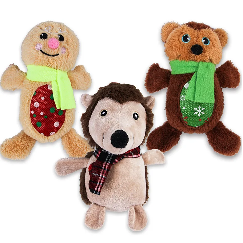 Pet Dog Cat Bear Plush Toys Puppy Chew Christmas Biscuit Toys Dos Playing Toys Cat Cotton Dolls Durable Supplies