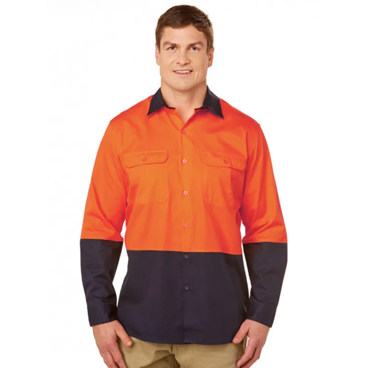 Quality workwear Australia country work cotton half button shirts long sleeve shirts with pockets