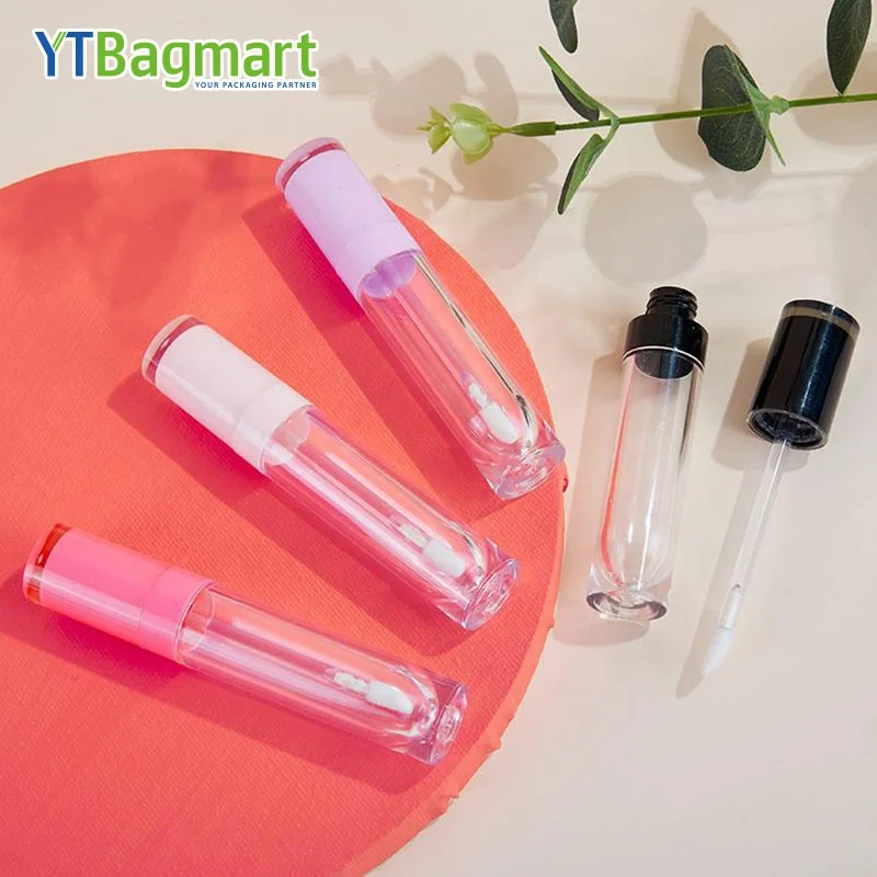 5ml Custom Square Empty Square Lip Gloss Tubes With Pink Lipgloss Brush