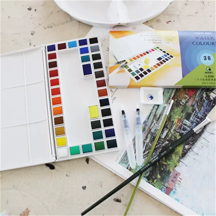 Maries Solid watercolor set 36colors water color paint set with bright color for children and artist