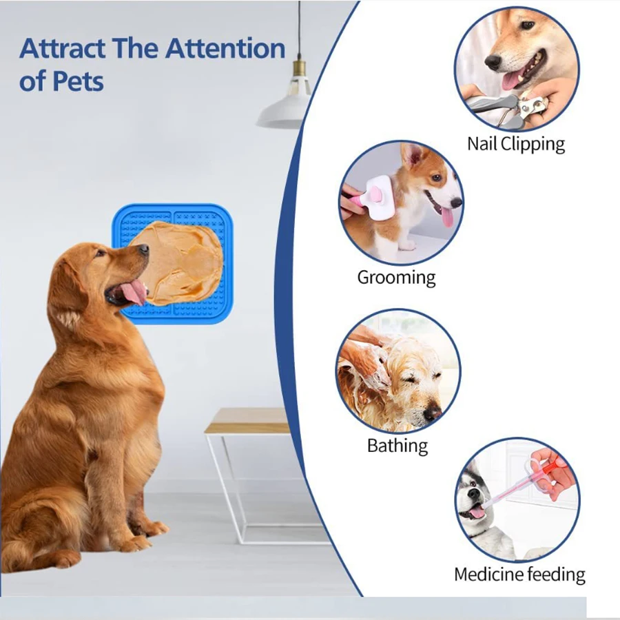 Slow Feed Pad Dog Treat Dispenser Dog Lick Mat Silicone Rubber Lick Mat Enrichment Lick Mat