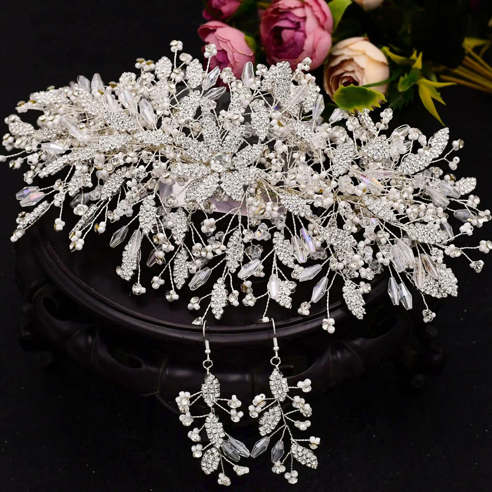 Latest Shiny Crystal Bridal Head Pieces Silver Wedding Accessories On Sale