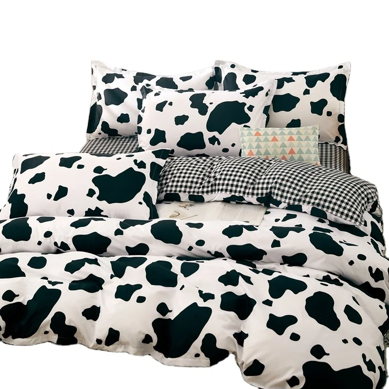 Cartoon Printing Four-piece Bed Sheet Polyester Simple Duvet Cover Bedding Set with Pillowcase