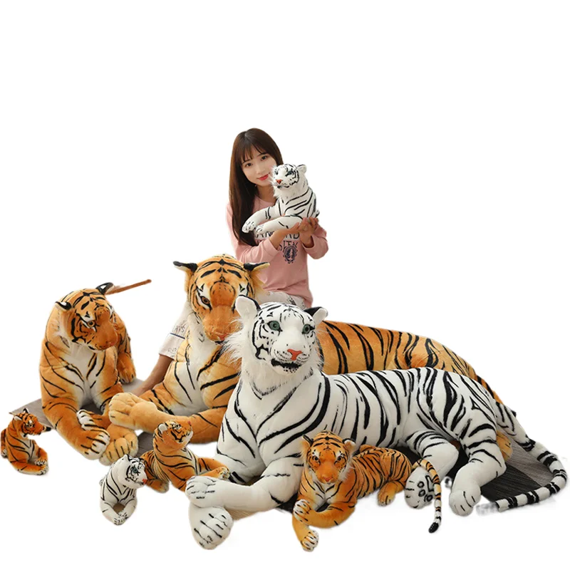 Hot Sale Lifelike Safari Animals Plush Tiger Toys Simulation Forest Animal Size Stuffed Doll