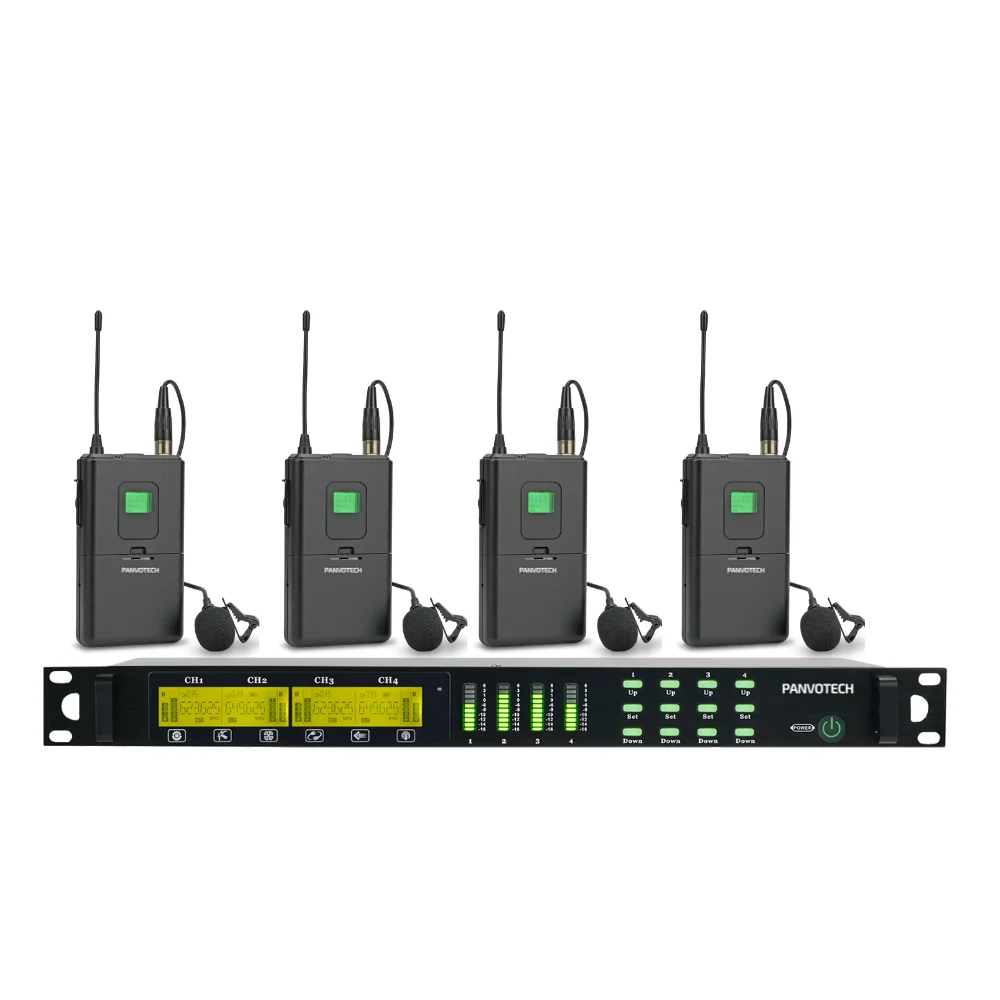 Panvotech professional uhf 4 channels wireless lavalier microphone