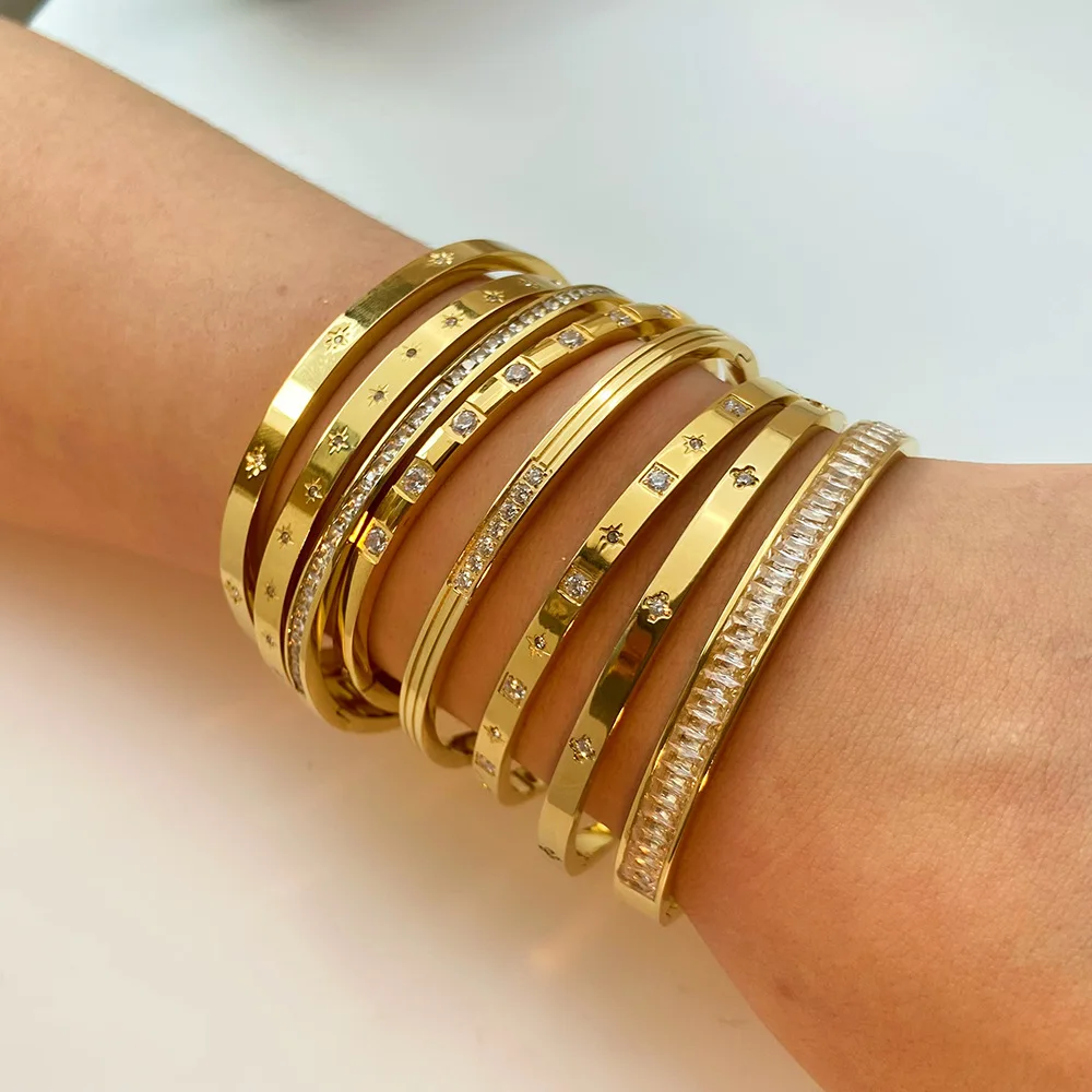 ins wind titanium steel bracelet hexagon star buckle bracelet 18k gold plated stainless steel zircon bracelet wholesale