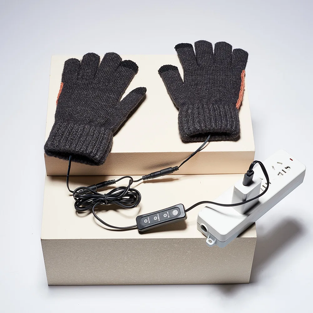 USB electric heating warm ski gloves winter heating knitted gloves