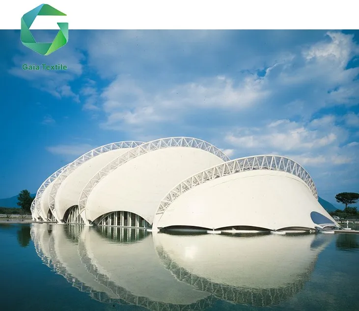 Gaia wholesale acrylic tarpaulin pvc coated waterproof stretch tent fabric for tensil membrane structure