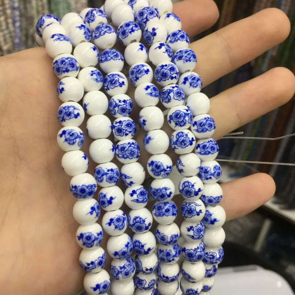 Wholesale Multicolor Ceramics Porcelain Round Beads For Bracelet Making Loose Glass Ceramics Beads Crystal DIY Beads