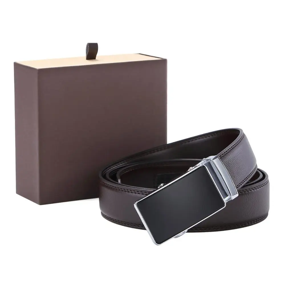 Custom Logo Man Full-grain Cow Leather Fashion Casual Business Automatic Ratchet Belt