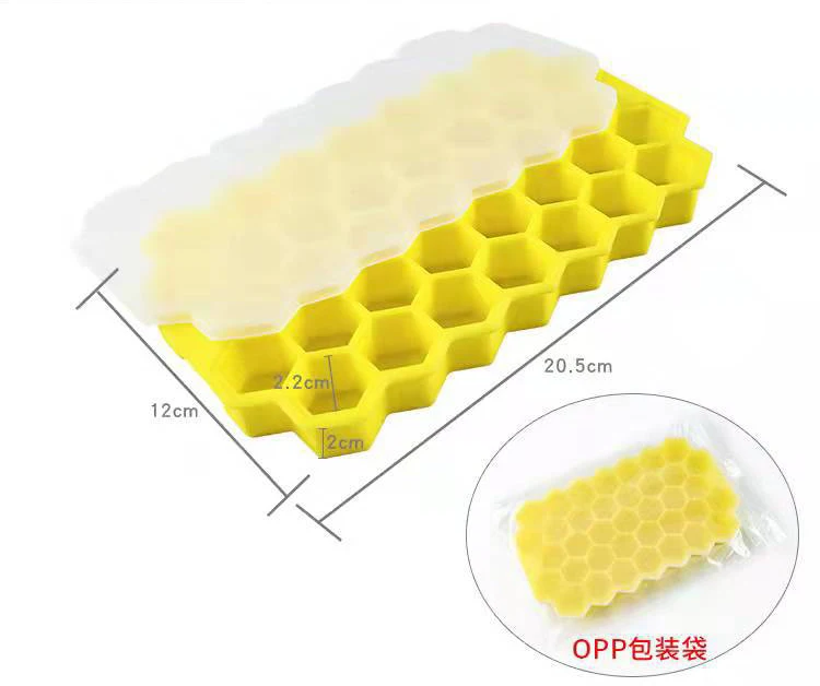 High Quality Silicone Honeycomb Ice Mold With Lid 37 Grids Ice Cube Box Household Ice Maker Trays